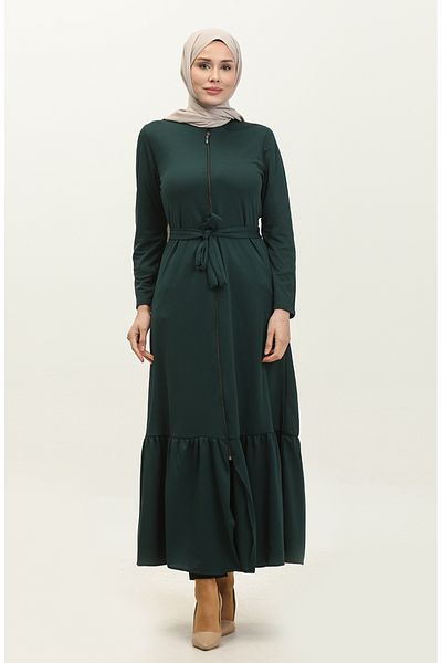 sefamerve Emerald Green Belted Gathered Φούστα Ferace - 0703-05