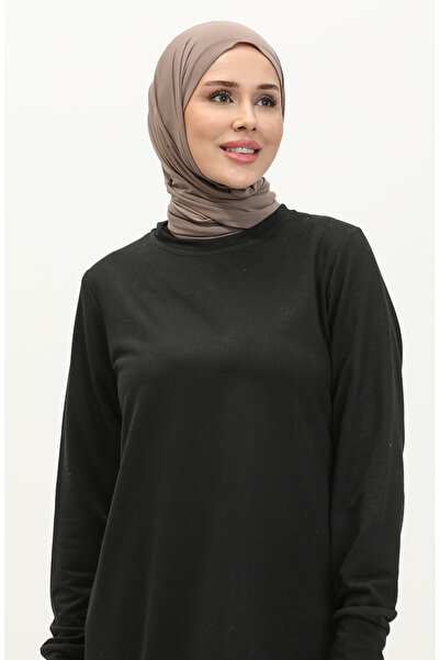 sefamerve Yırtmaç Detaylı Spor Tunik 0269-02 Siyah