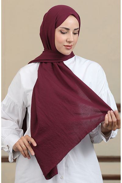 sefamerve Μαλακό βαμβακερό σάλι Dark Plum - 2000-50