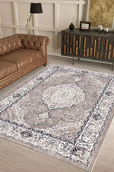 df home Salon Halısı Geometrik İskandinav Eskitmeli Dijital Baskı Yıkanabilir...