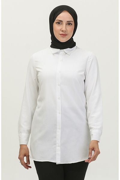 sefamerve White Buttoned Tunic 6111-02