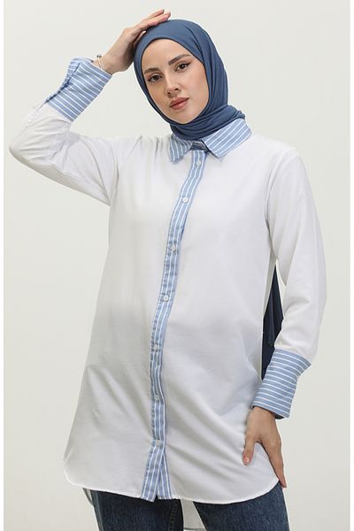 sefamerve White Striped Tunic - 4823-09