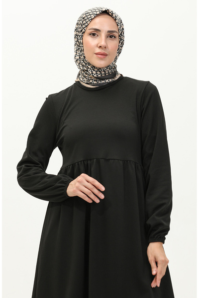 sefamerve Black Gathered Tunic - 7272-08 Model