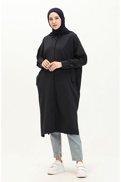 sefamerve Navy Blue Casual Sports Tunic - Τσέπη, Μοντέλο 9269-01