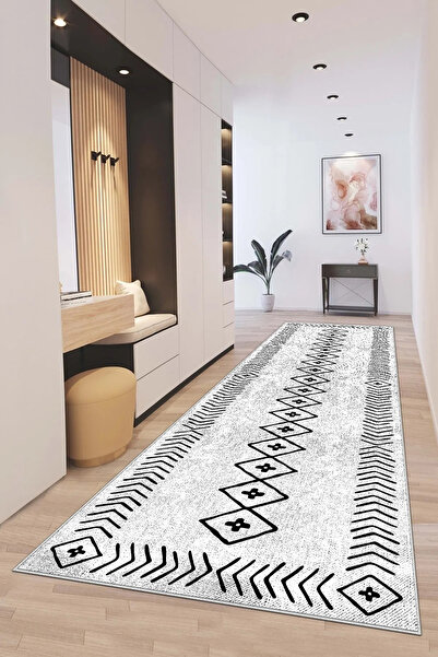 df home Kesme Yolluk Koridor Hol Antre Giriş Halısı Dijital Baskı Yıkanabilir...