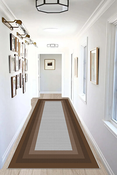 Hülya Home Runner Geometric Scandinavian Antique Digital Printing Washable Non-Slip Base 9010Runnerhulya