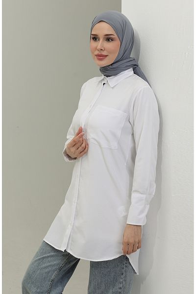 sefamerve تونيك أبيض بأزرار - 4820-09