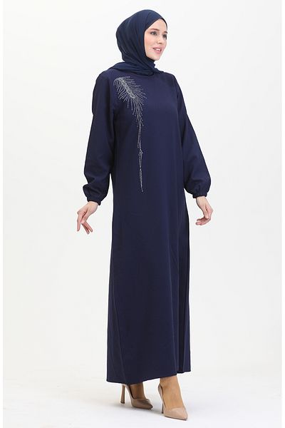 sefamerve Βραδινό φόρεμα κρεπ Navy Blue Stone - 0480-01