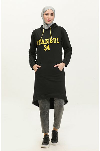 sefamerve Hanorac cu glugă din aur negru - 23107-02