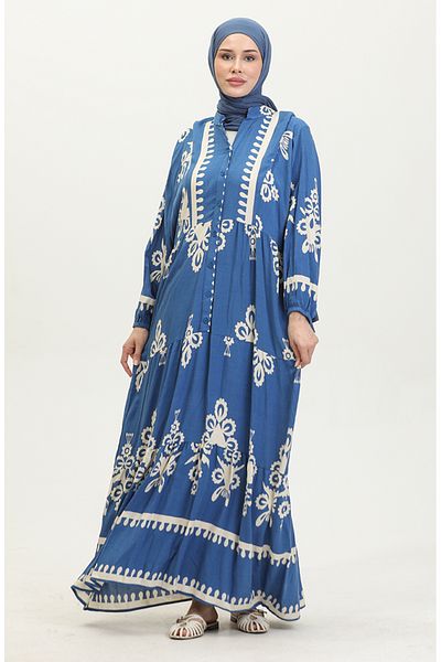 sefamerve Φόρεμα Indigo Balloon Sleeve - 4091-04