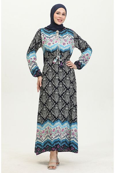 sefamerve Φόρεμα Navy Blue Viscose - 0418-01 Color Garnish