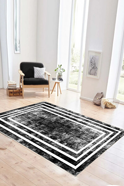 df home Salon Halısı Geometrik İskandinav Eskitmeli Dijital Baskı Yıkanabilir...
