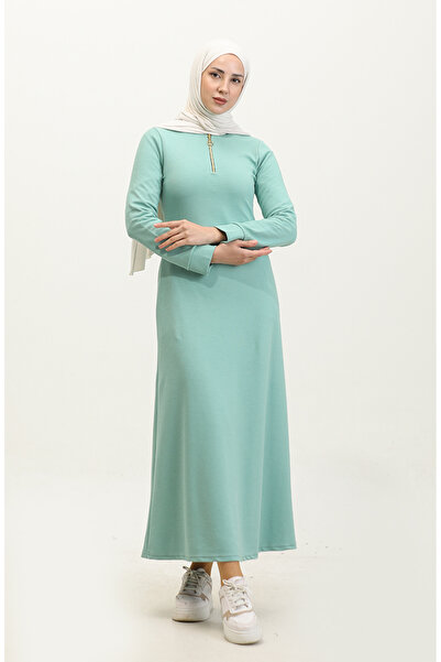 sefamerve Fermuarlı Elbise 2149D-01 Mint Yeşili