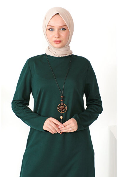 sefamerve Emerald Green Necklace Tunic and Trousers Set - 8585-05