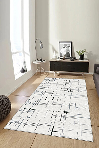 Hülya Home Salon Halısı Geometrik İskandinav Eskitmeli Dijital Baskı Yıkanabi...