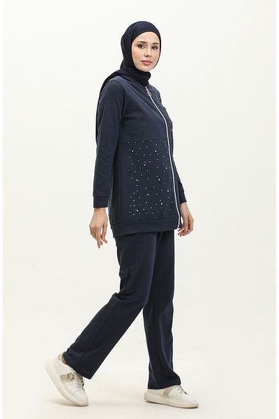 sefamerve Σετ φόρμας Navy Blue με δύο κλωστές Pearl - 3038-04