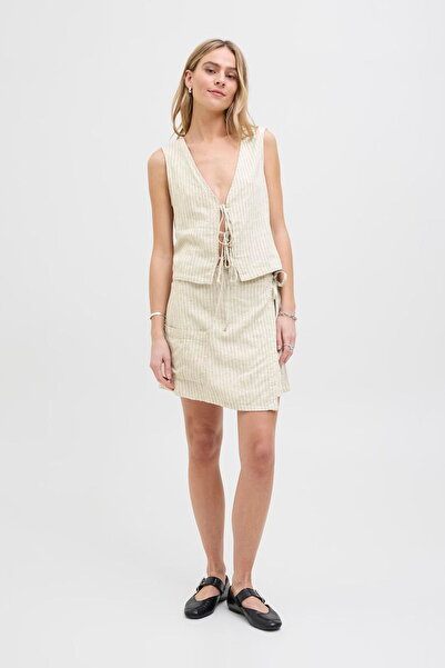 Jack & Jones Fusta de damă din amestec de in - bej