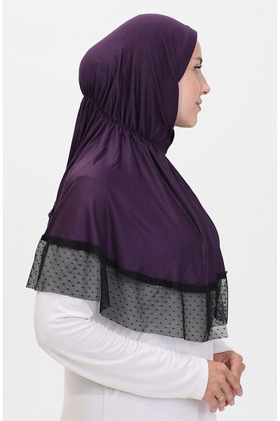 sefamerve Violet 1270-07 Model Practic Tulle Detaliat Şal