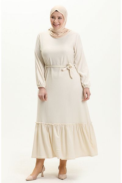 sefamerve Φόρεμα Farbali σε κρεμ χρώμα Plus Size - 4581-09