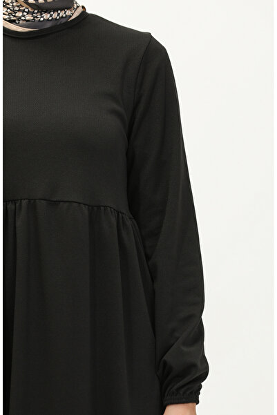 sefamerve Black Gathered Tunic - 7272-08 Model