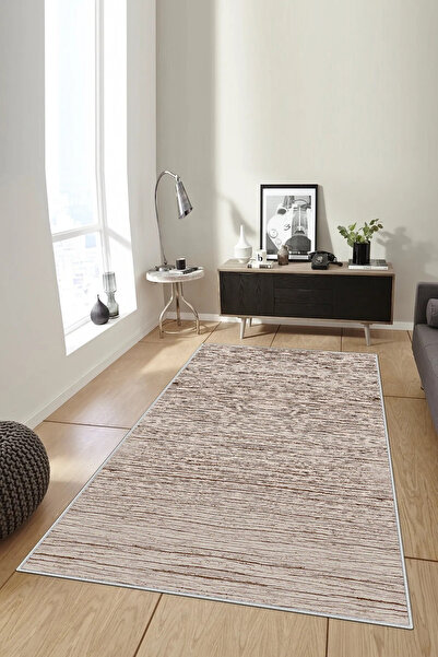 Hülya Home Kesme Halı Desenli Dijital Baskı Yıkanabilir Kaymaz Taban İnce Sal...