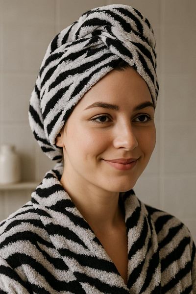 Ender Home Printed Button Hair Drying Cap Head Towel Hair Drying Cap