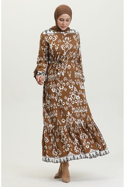 sefamerve Φόρεμα Tan Viscose Color Garnish - 0385-03