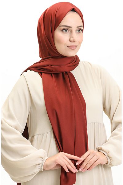 sefamerve Nursema Sand Silk Shawl - Χρώμα τούβλου, Μοντέλο 81001-41