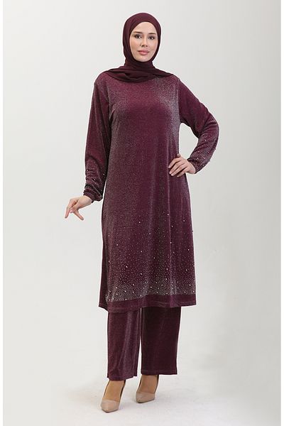 sefamerve Set rochie de seara din piatra de prune - 0436-02