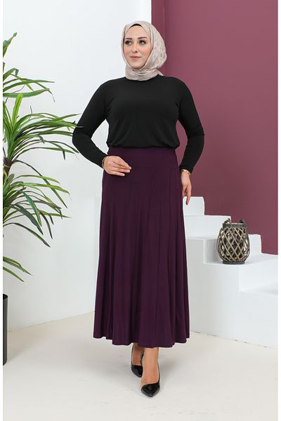 sefamerve Fusta Sandy Striped Plus Size - 1745-04 Violet