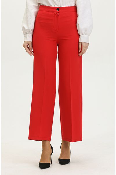 sefamerve Pantaloni roșii flacără cu picioare largi - 1151-02