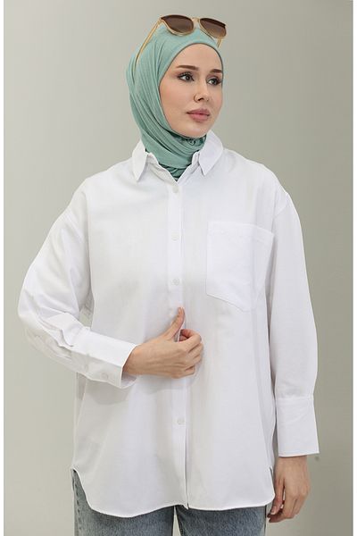 sefamerve White Tunic 4805-02 - With Pockets