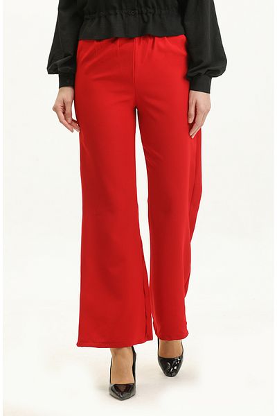 sefamerve Pantaloni roșii Claret cu talie elastică - 0299-02