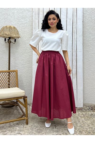KÜÇÜĞÜM BUTİK Φούστα μπορντό Poplin Flared