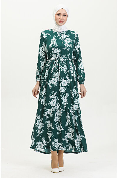 sefamerve Φόρεμα με υφασμάτινο σχέδιο Bürümcük 5010-04 Petrol