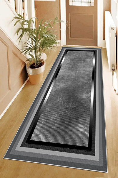 Hülya Home Runner Geometric Scandinavian Antique Digital Printing Washable Non-Slip Base 9022Yollukhulya