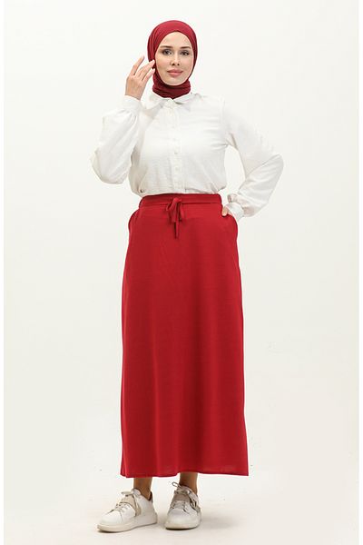 sefamerve Fusta Rosie Claret - Talie elastica si buzunare 0268-05
