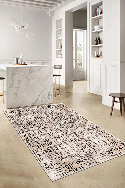df home Kesme Halı Desenli Dijital Baskı Yıkanabilir Kaymaz Taban İnce Salon ...