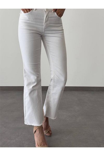 Coral Narrow Spanish Trousers with Dirty Crotch White
