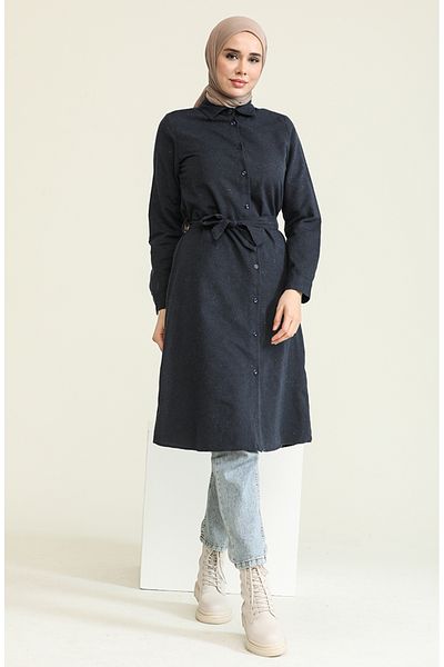 sefamerve Μάλλινη χιτώνα βισκόζης 6544-07 Navy Blue
