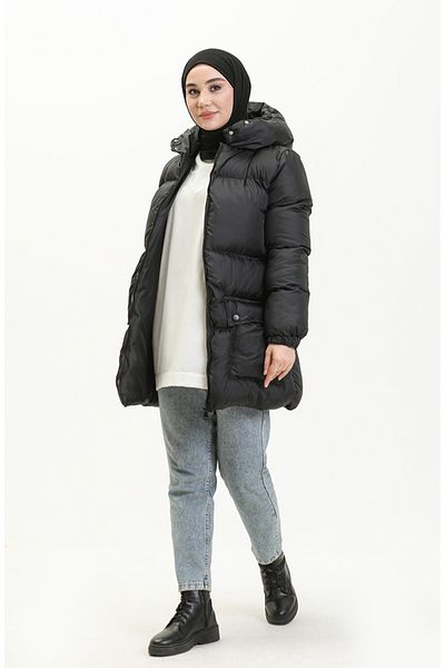 sefamerve Jesicca Black Puffer Coat 6053-01 - Γέμισμα υφάσματος