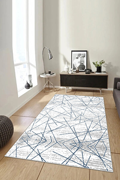 Hülya Home Salon Halısı Geometrik İskandinav Eskitmeli Dijital Baskı Yıkanabi...