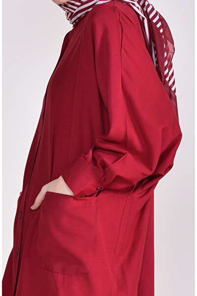sefamerve Viscose Tunic with Pockets 6480-04 Claret Red