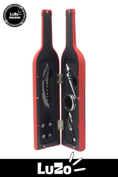 LuZo Premium Series Non-Tarnish Stainless Steel Cork Cap Wine Opener Bottle Corkscrew Set 33 X 7 cm