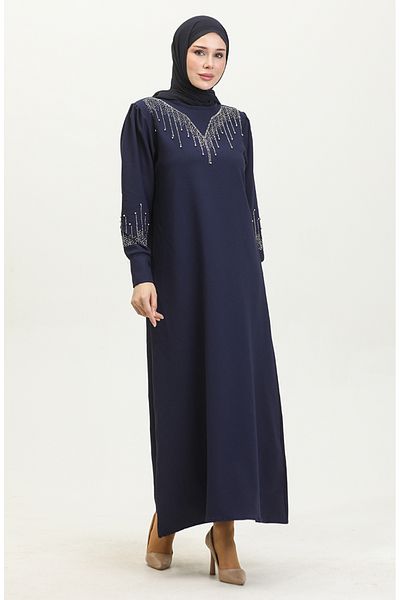 sefamerve Φόρεμα με στάμπα Navy Blue Stone - 0406-06