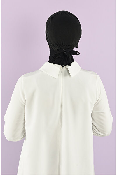 sefamerve Black Stitched Combed Cotton Bonnet - 90106-08
