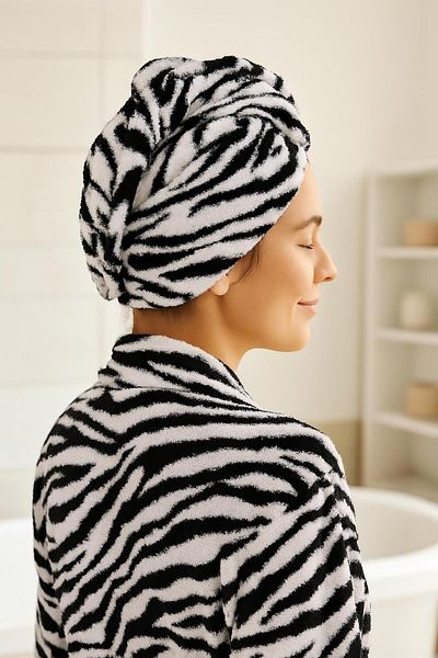 Ender Home Printed Button Hair Drying Cap Head Towel Hair Drying Cap