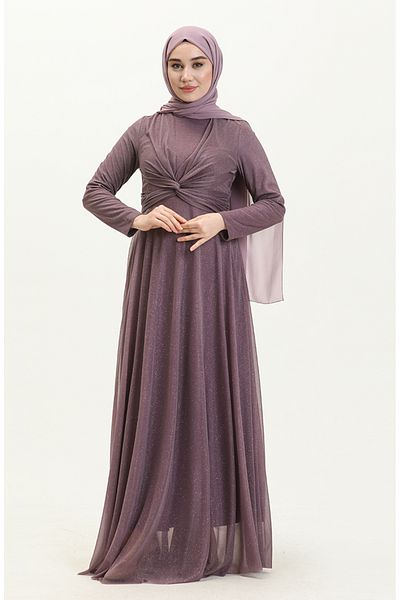 sefamerve Βραδινό φόρεμα Dark Lilac Glitter - 5397-20