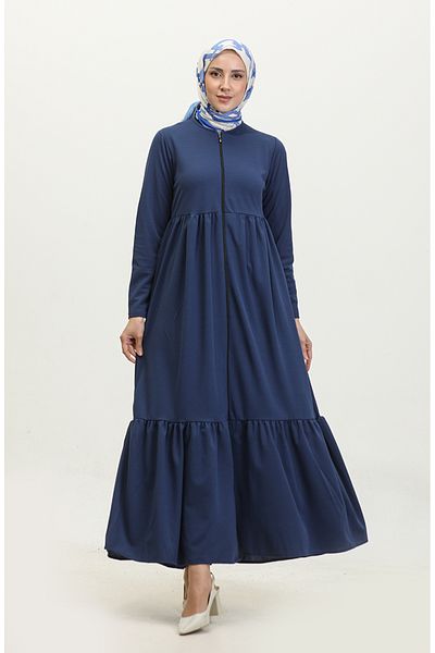 sefamerve Indigo Ferace - Gathered and Zipper 0695-10
