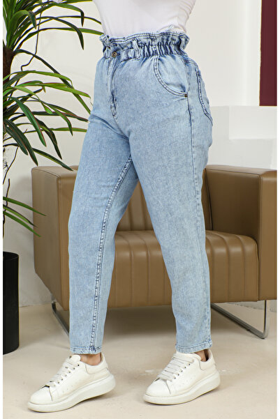 sefamerve Yıkama Boyfriend Kot Pantolon 3006-01 Kot Mavi